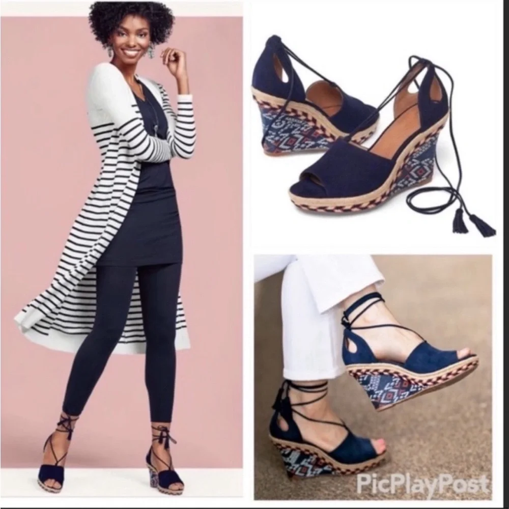 Cabi isla blue wedge sandal - Picture 2 of 6
